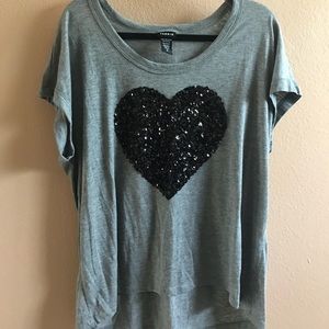 Black Sequin Heart Tee